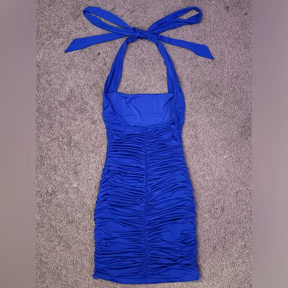Blue homecoming dress. Short ruched deep blue dress size small Lucy in the Sky - Picture 5 of 10